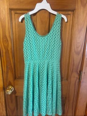 Blue Rain Green Crochet Midi Dress
